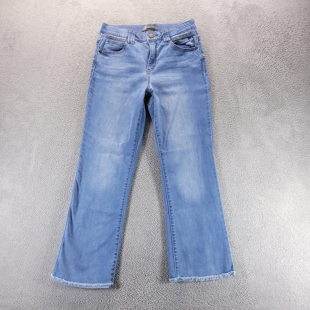 Democracy Jeans Womens 6 Blue Mid Rise Bootcut Ab Technology Stretch Raw Hem
